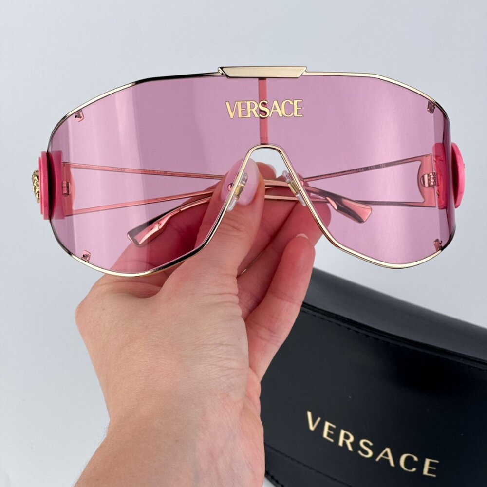 Versace VE2268 100284 BRAND NEW Sunglasses Gold Pink Shield Unisex - Picture 1 of 11